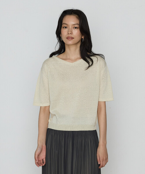 K.T KIYOKO TAKASE（キヨコタカセ）の「ラメリネンニット プルオーバー（ニット/セーター・レディース・ベージュ/チャコール/レモンイエロー・11号/9号）」の18枚目の写真