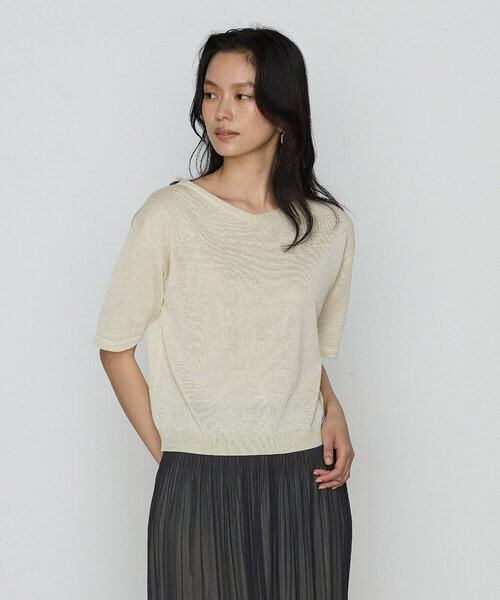 K.T KIYOKO TAKASE（キヨコタカセ）の「ラメリネンニット プルオーバー（ニット/セーター・レディース・ベージュ/チャコール/レモンイエロー・11号/9号）」の19枚目の写真