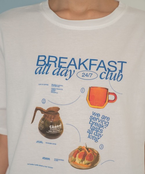 Nu(ニュー)の「【Nu】BREAKFAST Tシャツ(Tシャツ/カットソー・レディース・オフホワイト/チャコールグレー・M)」の5枚目の写真