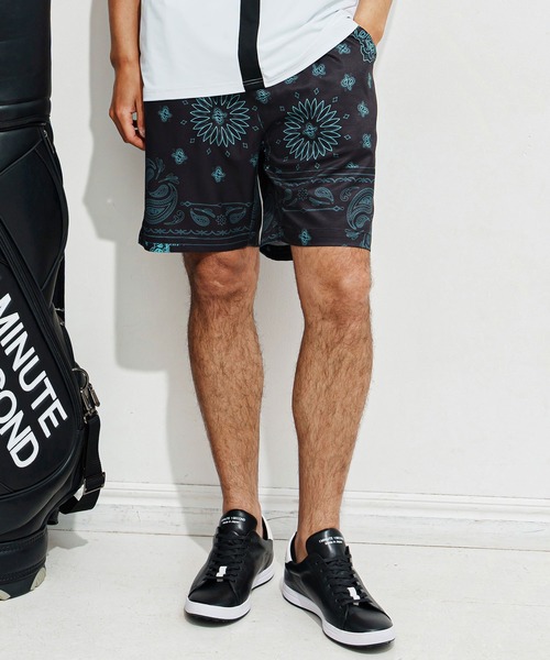 1minute 1second（ワンミニットワンセカンド）の「mp13515-bandana pattern shorts ショートパンツ（その他パンツ・メンズ・ブラック×ホワイト/ホワイト×ブラック/ブラック×ブルー・S/M/L/XL）」の5枚目の写真
