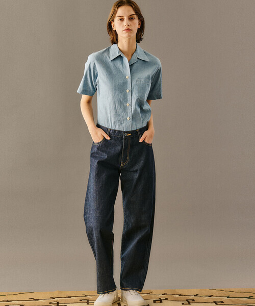 ブラウス シャツ ANATOMICA | シャンブレー オープンカラー半袖シャツ WOMEN レディース ANATOMICA | シャンブレー オープンカラー半袖シャツ WOMEN