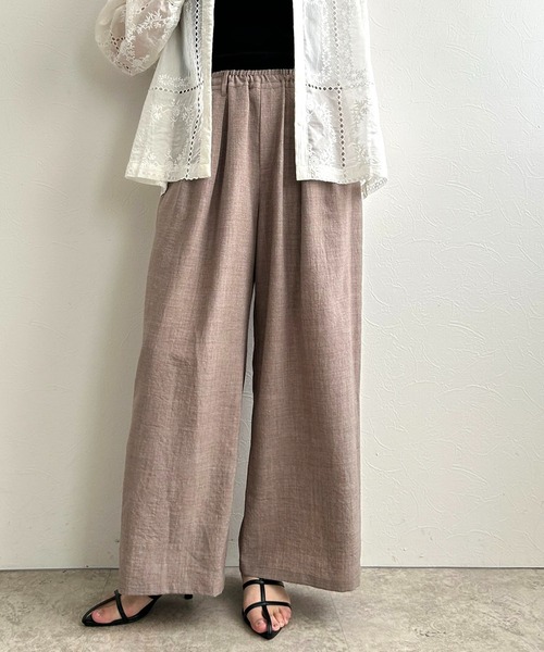 LHELBIE（レルビエ）の「リネンライクワイドパンツ（その他パンツ・レディース・グリーン/ブラック/ライトベージュ/グレイッシュベージュ・M）」の3枚目の写真