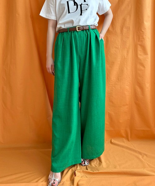 LHELBIE（レルビエ）の「リネンライクワイドパンツ（その他パンツ・レディース・グリーン/ブラック/ライトベージュ/グレイッシュベージュ・M）」の4枚目の写真