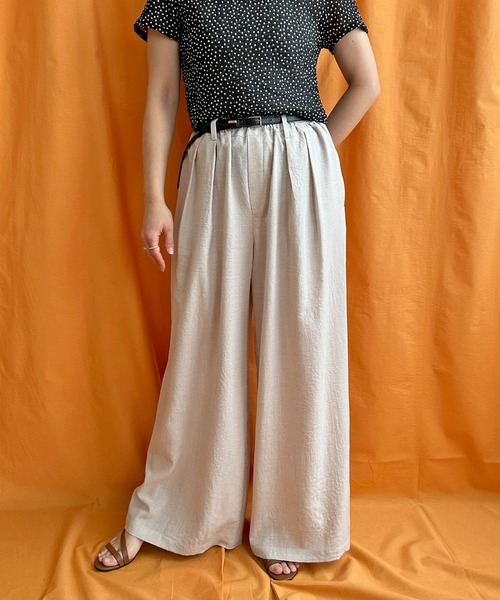 LHELBIE（レルビエ）の「リネンライクワイドパンツ（その他パンツ・レディース・グリーン/ブラック/ライトベージュ/グレイッシュベージュ・M）」の6枚目の写真