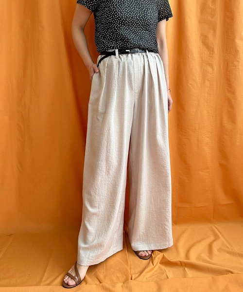 LHELBIE（レルビエ）の「リネンライクワイドパンツ（その他パンツ・レディース・グリーン/ブラック/ライトベージュ/グレイッシュベージュ・M）」の12枚目の写真