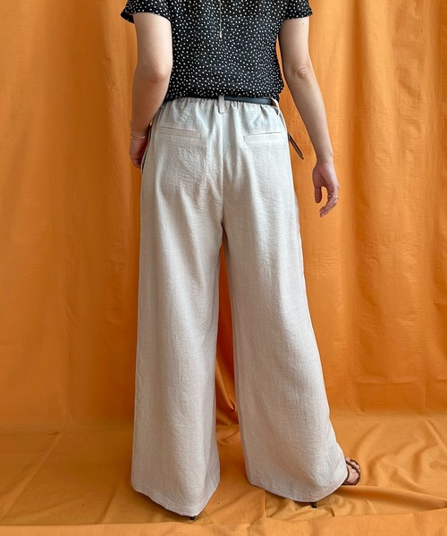 LHELBIE（レルビエ）の「リネンライクワイドパンツ（その他パンツ・レディース・グリーン/ブラック/ライトベージュ/グレイッシュベージュ・M）」の13枚目の写真