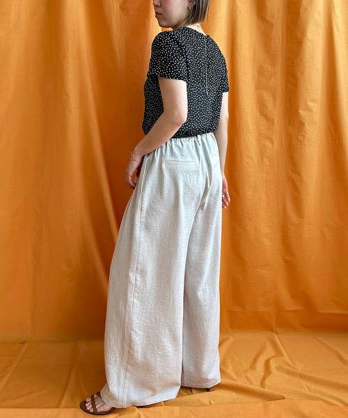 LHELBIE（レルビエ）の「リネンライクワイドパンツ（その他パンツ・レディース・グリーン/ブラック/ライトベージュ/グレイッシュベージュ・M）」の9枚目の写真