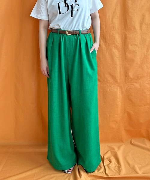 LHELBIE（レルビエ）の「リネンライクワイドパンツ（その他パンツ・レディース・グリーン/ブラック/ライトベージュ/グレイッシュベージュ・M）」の16枚目の写真