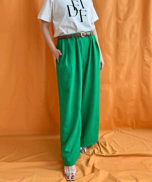 LHELBIE（レルビエ）の「リネンライクワイドパンツ（その他パンツ・レディース・グリーン/ブラック/ライトベージュ/グレイッシュベージュ・M）」の22枚目の写真