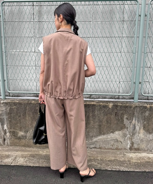 LHELBIE(レルビエ)の「リネンライクワイドパンツ(その他パンツ・レディース・グリーン/ブラック/ライトベージュ/グレイッシュベージュ/ネイビー・M)」の7枚目の写真