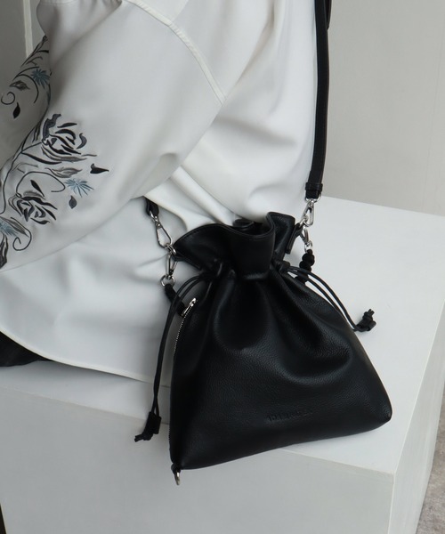 新品 ADAM PATEK アダムパテック シュリンクレザー 2WAY巾着バッグ ADAMPATEK/アダムパテック】new shrink lether drawstring