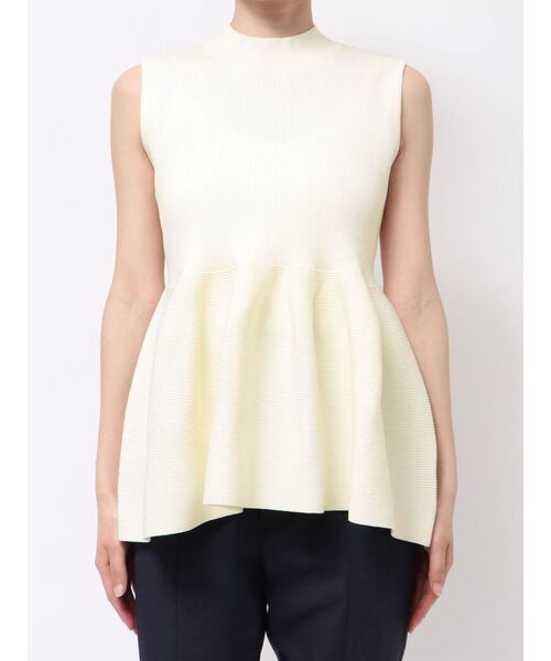 新品【HAUTE/オート】アルパカ100% ハイネック ペプラムニット FIRO レディス ロイヤルベビーアルパカ裏毛 ドロップショルダー