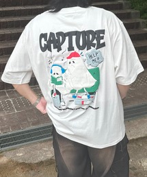 ビッグシルエット ゴーストルミナス発泡バックプリント半袖Tシャツ カットソー メンズ レディース
