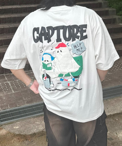 ILL'S(イルズ)の「ビッグシルエット ゴーストルミナス発泡バックプリント半袖Tシャツ カットソー メンズ レディース(Tシャツ/カットソー・メンズ・ホワイト/ホワイト系その他/グリーン系2/ピンク/ホワイト系その他2/ブラック系その他/ミント/ピンク系その他2/ブラック/ブラック系その他2・M/L)」の2枚目の写真