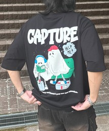 ビッグシルエット ゴーストルミナス発泡バックプリント半袖Tシャツ カットソー メンズ レディース