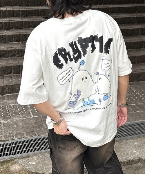 ILL'S(イルズ)の「ビッグシルエット ゴーストルミナス発泡バックプリント半袖Tシャツ カットソー メンズ レディース(Tシャツ/カットソー・メンズ・ホワイト/ホワイト系その他/グリーン系2/ピンク/ホワイト系その他2/ブラック系その他/ミント/ピンク系その他2/ブラック/ブラック系その他2・M/L)」の1枚目の写真