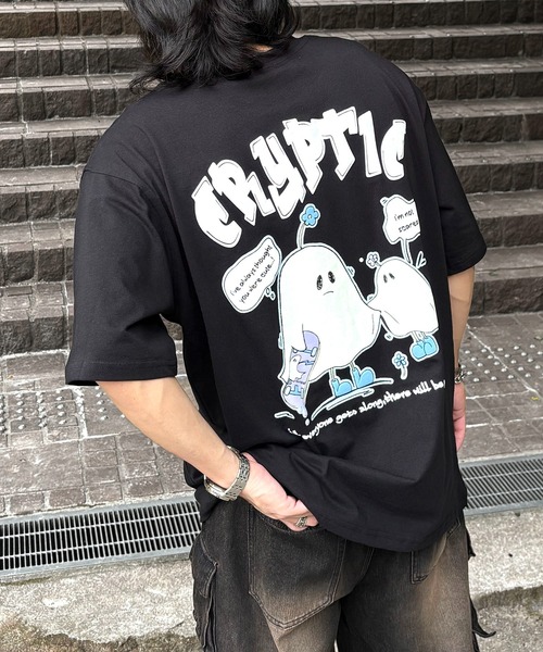 ILL'S(イルズ)の「ビッグシルエット ゴーストルミナス発泡バックプリント半袖Tシャツ カットソー メンズ レディース(Tシャツ/カットソー・メンズ・ホワイト/ホワイト系その他/グリーン系2/ピンク/ホワイト系その他2/ブラック系その他/ミント/ピンク系その他2/ブラック/ブラック系その他2・M/L)」の4枚目の写真