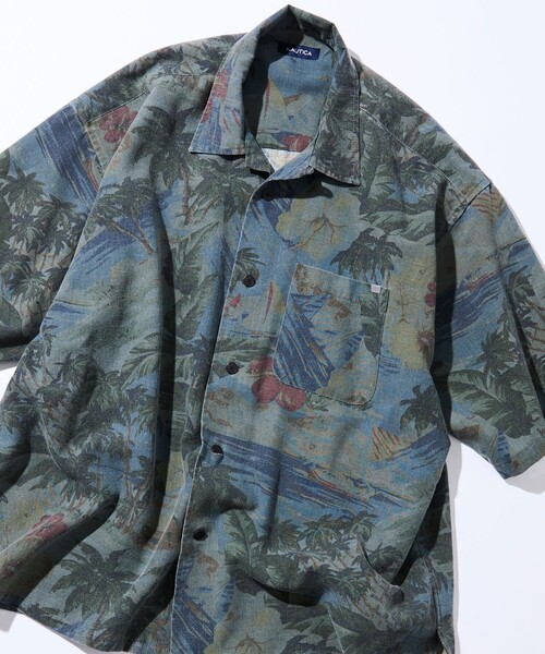 NAUTICA（ノーティカ）の「NAUTICA/ノーティカ ワイドシルエット フェード加工 アロハプリント オープンカラーシャツ ショートスリーブ（シャツ/ブラウス・メンズ・チャコールグレー/ネイビー・MEDIUM/LARGE/X-LARGE）」の4枚目の写真