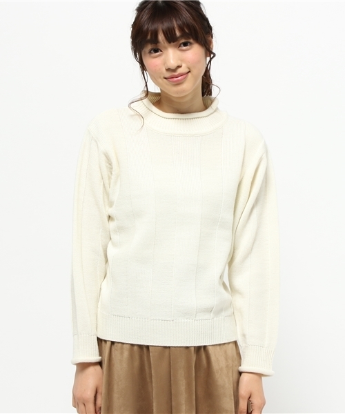 WHO'S WHO gallery（フーズフーギャラリー）の「POPストライプ編みボトルネック（ニット/セーター・レディース・その他/アイボリー/ネイビー/グレー・FREE）」の5枚目の写真