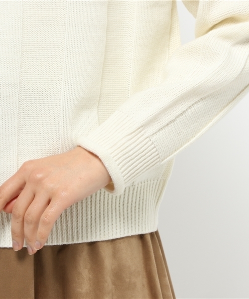 WHO'S WHO gallery（フーズフーギャラリー）の「POPストライプ編みボトルネック（ニット/セーター・レディース・その他/アイボリー/ネイビー/グレー・FREE）」の9枚目の写真