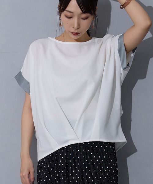 NICOLE white（ニコルホワイト）の「裾タックTシャツ（Tシャツ/カットソー・レディース・オフホワイト/グレー/ブラック・FREE）」の2枚目の写真