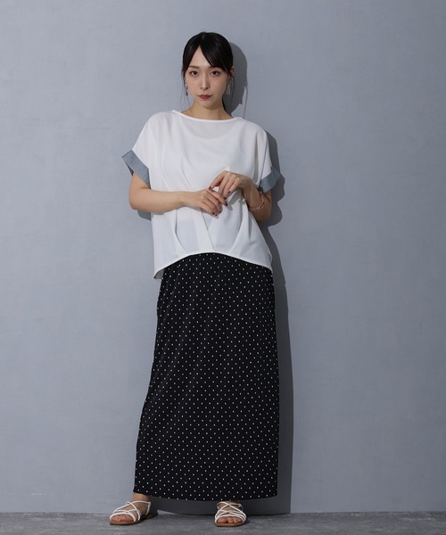 NICOLE white（ニコルホワイト）の「裾タックTシャツ（Tシャツ/カットソー・レディース・オフホワイト/グレー/ブラック・FREE）」の7枚目の写真