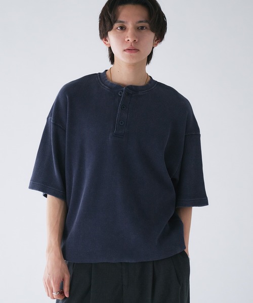 セール】Henry Neck Snow-Washed Thermal T / ヘンリーネック
