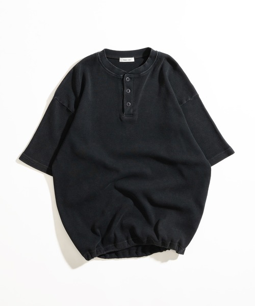 【関税込み】John Elliott グレー サーマル ヘンリーネック Schott N.Y.C (ショット) サーマル ピグメント オーバーダイ