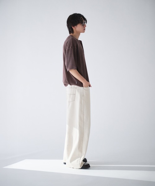 Adoon plain(アドーンプレーン)の「Henry Neck Snow-Washed Thermal T / ヘンリーネックスノー加工サーマルT(Tシャツ/カットソー・メンズ・ブラウン/ブラック/ネイビー・MEDIUM/LARGE)」の11枚目の写真