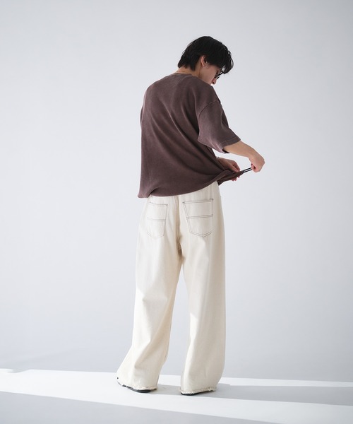Adoon plain(アドーンプレーン)の「Henry Neck Snow-Washed Thermal T / ヘンリーネックスノー加工サーマルT(Tシャツ/カットソー・メンズ・ブラウン/ブラック/ネイビー・MEDIUM/LARGE)」の14枚目の写真