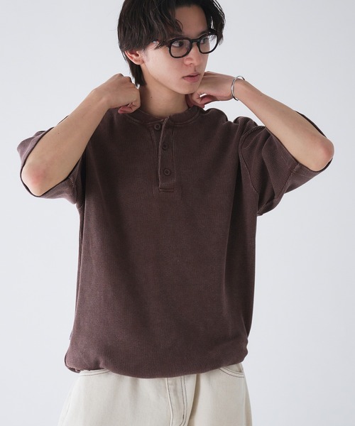 Adoon plain(アドーンプレーン)の「Henry Neck Snow-Washed Thermal T / ヘンリーネックスノー加工サーマルT(Tシャツ/カットソー・メンズ・ブラウン/ブラック/ネイビー・MEDIUM/LARGE)」の19枚目の写真