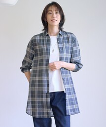 【WEB限定カラーあり・洗える】SOFT SHEER チェック ロング シャツ