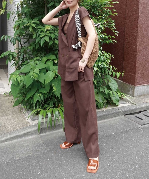 CORNERS by KR（コーナーズバイケーアール）の「【CORNERS by KR】リネンライクオーバーサイズベスト【セットアップ可能】（ベスト・レディース・ブラウン/ベージュ/ブラック・M）」の21枚目の写真