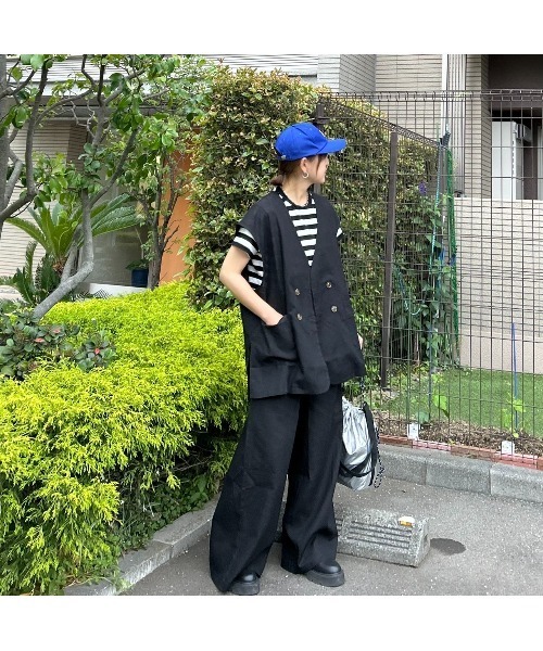 CORNERS by KR（コーナーズバイケーアール）の「【CORNERS by KR】リネンライクオーバーサイズベスト【セットアップ可能】（ベスト・レディース・ブラウン/ベージュ/ブラック・M）」の22枚目の写真