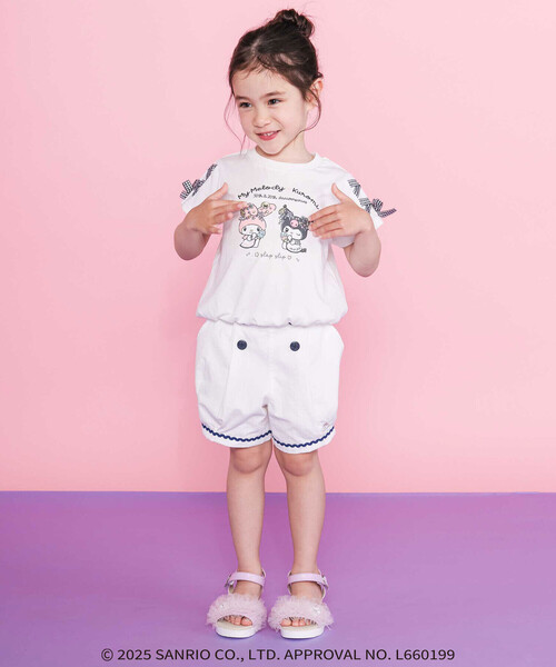 SLAP SLIP（スラップスリップ）の「【マイメロディ＆クロミ×SLAPSLIP】キャラクタープリント編み上げリボンスリーブTシャツ(90~130cm)（Tシャツ/カットソー・キッズ・パープル/オフホワイト/ピンク・110cm/130cm/120cm/90cm/100cm）」の15枚目の写真