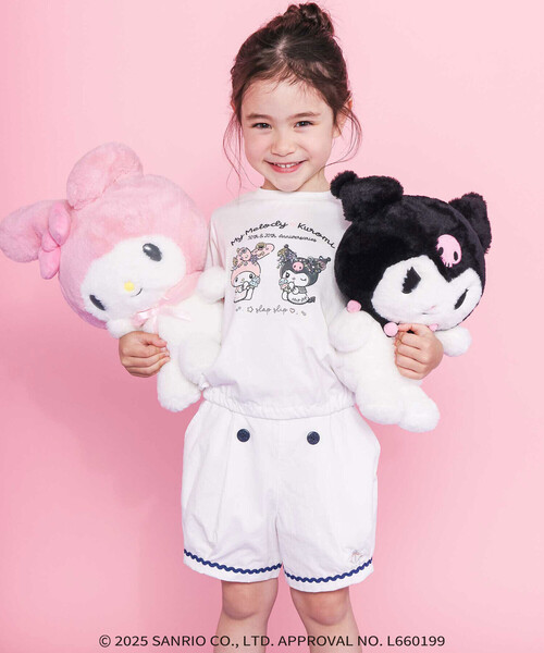 SLAP SLIP（スラップスリップ）の「【マイメロディ＆クロミ×SLAPSLIP】キャラクタープリント編み上げリボンスリーブTシャツ(90~130cm)（Tシャツ/カットソー・キッズ・パープル/オフホワイト/ピンク・110cm/130cm/120cm/90cm/100cm）」の5枚目の写真