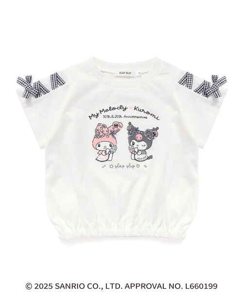 SLAP SLIP（スラップスリップ）の「【マイメロディ＆クロミ×SLAPSLIP】キャラクタープリント編み上げリボンスリーブTシャツ(90~130cm)（Tシャツ/カットソー・キッズ・パープル/オフホワイト/ピンク・110cm/130cm/120cm/90cm/100cm）」の21枚目の写真