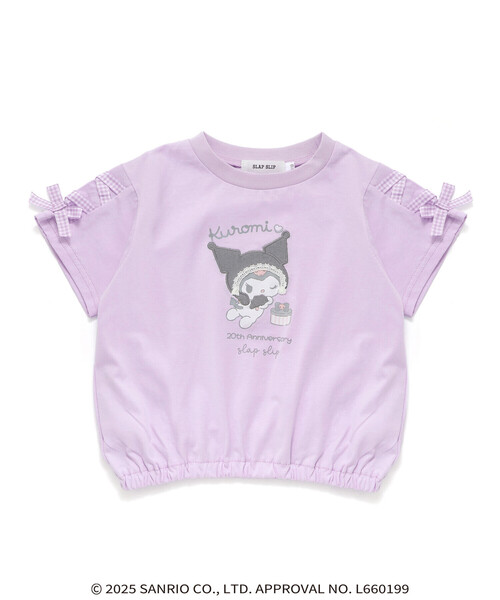 SLAP SLIP（スラップスリップ）の「【マイメロディ＆クロミ×SLAPSLIP】キャラクタープリント編み上げリボンスリーブTシャツ(90~130cm)（Tシャツ/カットソー・キッズ・パープル/オフホワイト/ピンク・110cm/130cm/120cm/90cm/100cm）」の9枚目の写真