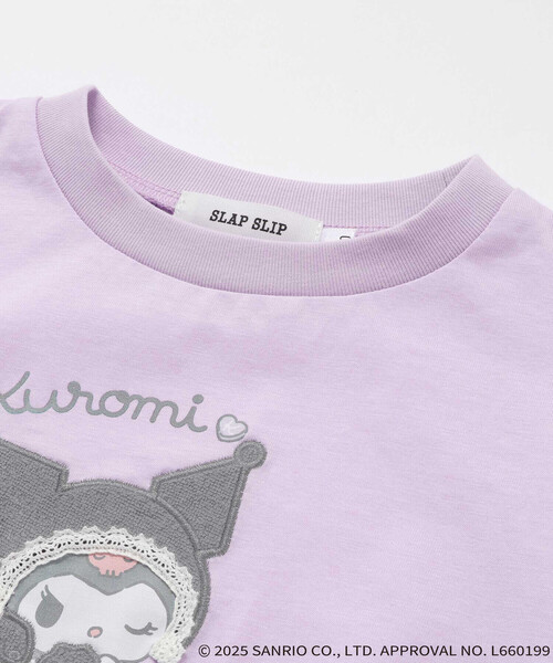 SLAP SLIP（スラップスリップ）の「【マイメロディ＆クロミ×SLAPSLIP】キャラクタープリント編み上げリボンスリーブTシャツ(90~130cm)（Tシャツ/カットソー・キッズ・パープル/オフホワイト/ピンク・110cm/130cm/120cm/90cm/100cm）」の7枚目の写真