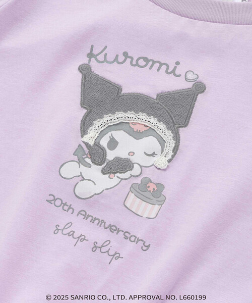 SLAP SLIP（スラップスリップ）の「【マイメロディ＆クロミ×SLAPSLIP】キャラクタープリント編み上げリボンスリーブTシャツ(90~130cm)（Tシャツ/カットソー・キッズ・パープル/オフホワイト/ピンク・110cm/130cm/120cm/90cm/100cm）」の6枚目の写真