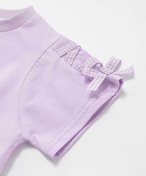 SLAP SLIP（スラップスリップ）の「【マイメロディ＆クロミ×SLAPSLIP】キャラクタープリント編み上げリボンスリーブTシャツ(90~130cm)（Tシャツ/カットソー・キッズ・パープル/オフホワイト/ピンク・110cm/130cm/120cm/90cm/100cm）」の20枚目の写真