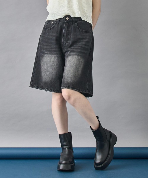 ANAP(アナップ)の「デニム ハーフパンツ(デニムパンツ・レディース・ブラック/ライトブルー・S/M)」の5枚目の写真