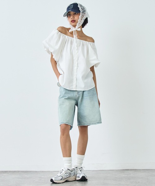 ANAP(アナップ)の「デニム ハーフパンツ(デニムパンツ・レディース・ブラック/ライトブルー・S/M)」の13枚目の写真