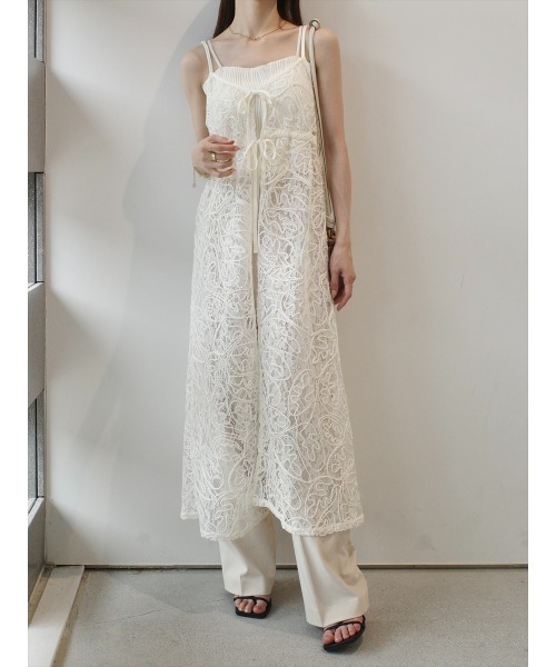 セール】ダブルリボンレースキャミドレス / アイボリー（ワンピース