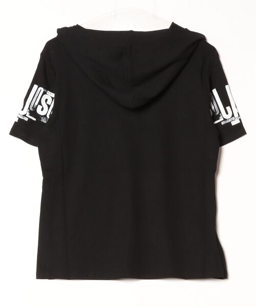 LETee(レティー)の「ロゴデザインフード付きトップス♪(Tシャツ/カットソー・レディース・ブラック/ホワイト・FREE)」の3枚目の写真