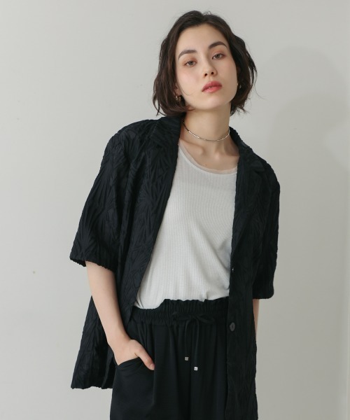 Bou Jeloud（ブージュルード）の「シアーレース五分袖ジャケット（その他アウター・レディース・オフホワイト/ブラック・38）」の2枚目の写真
