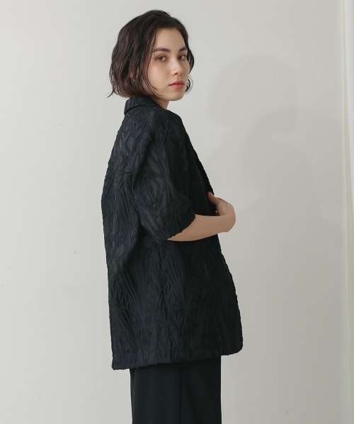 Bou Jeloud（ブージュルード）の「シアーレース五分袖ジャケット（その他アウター・レディース・オフホワイト/ブラック・38）」の10枚目の写真