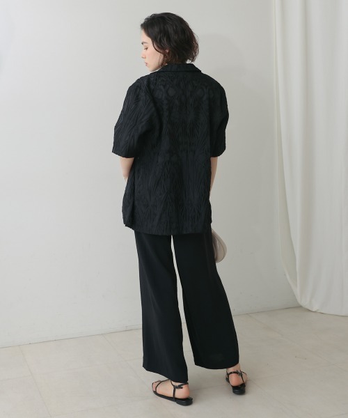 Bou Jeloud（ブージュルード）の「シアーレース五分袖ジャケット（その他アウター・レディース・オフホワイト/ブラック・38）」の3枚目の写真