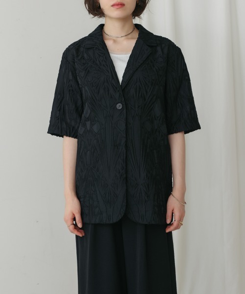 Bou Jeloud（ブージュルード）の「シアーレース五分袖ジャケット（その他アウター・レディース・オフホワイト/ブラック・38）」の6枚目の写真