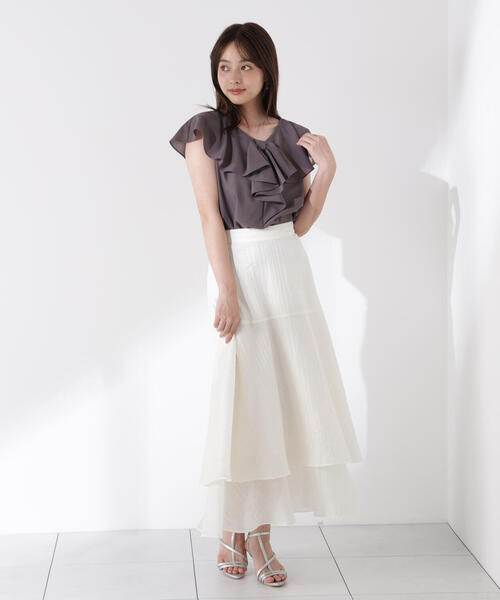 PROPORTION BODY DRESSING（プロポーションボディドレッシング）の「シアードビーティアードスカート / 1215220701（スカート・レディース・ホワイト/ブラウン/レッド・SMALL/MEDIUM）」の6枚目の写真